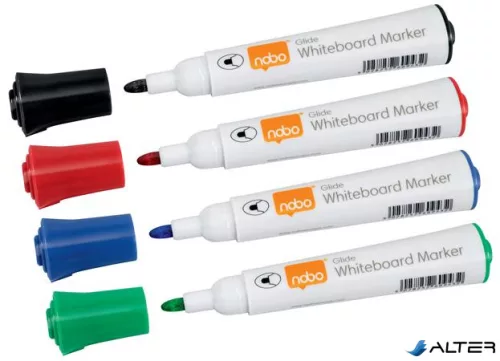 Táblamarker, kúpos hegyű, 2 mm, 10 db, NOBO "Glide", vegyes