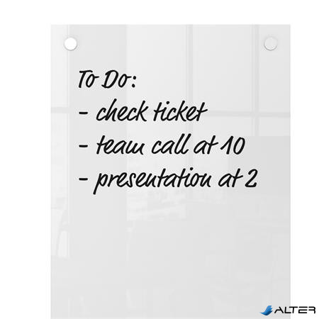 Üzenőtábla, üveg, fali, keskeny, 30x60 cm, NOBO "Home", fehér