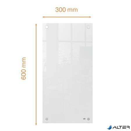 Üzenőtábla, üveg, fali, keskeny, 30x60 cm, NOBO "Home", fehér