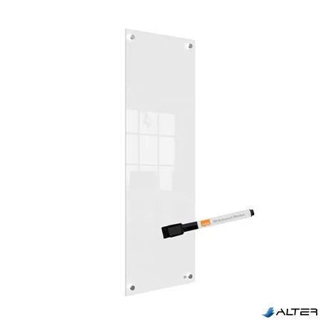 Üzenőtábla, üveg, fali, keskeny, 30x90 cm, NOBO "Home", fehér