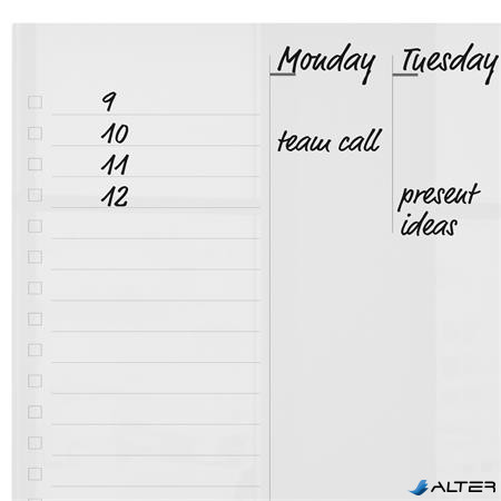 Tervezőtábla, akril, heti, fali/asztali, A4, NOBO "Home"