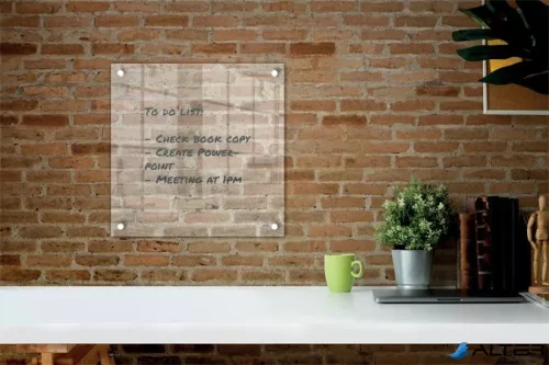 Emlékeztetőtábla, akril, fali, 30x30 cm, NOBO "Home", átlátszó