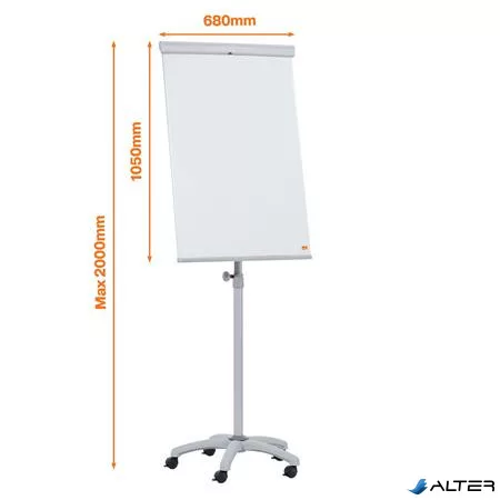 Flipchart tábla, mobil, mágneses felület, 68x100,5 cm, NOBO "Essentials", fehér