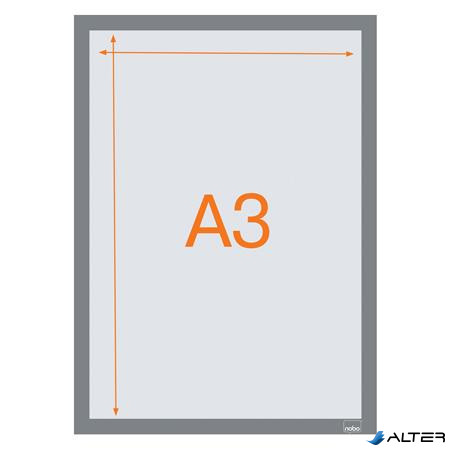 Posztertábla, fali, A3 méret, műanyag keret, 2 db, NOBO, ezüst