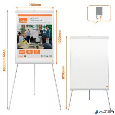 Flipchart tábla, mágneses felület, 70x100 cm, NOBO "Premium Plus", fehér