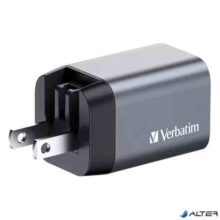 Hálózati töltő, 1xUSB-C PD (35W), USB-A QC 3.0, EU/UK/US, GaN, VERBATIM