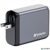 Hálózati töltő, 2xUSB-C PD (100W), USB-C PD (65W), USB-A QC 3.0, EU/UK/US, GaN, VERBATIM