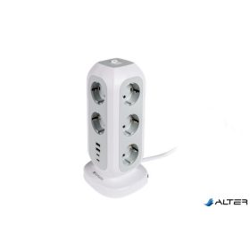   Elosztó, álló, 11 aljzat, 2xUSB-A, 2xUSB-C, VERBATIM 'EUPT-01'