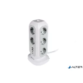   Elosztó, álló, 11 aljzat, 2xUSB-A, 2xUSB-C, VERBATIM 'EUPT-01'