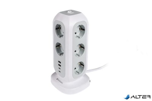 Elosztó, álló, 11 aljzat, 2xUSB-A, 2xUSB-C, VERBATIM "EUPT-01"