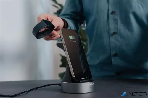 Töltőállvány, 2-az-1-ben, MFi (Apple) vagy Qi töltés, VERBATIM 'WCS-01'