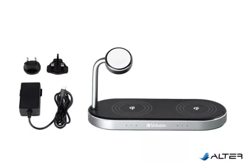 Töltőállvány, 3-az-1-ben, MFi (Apple) vagy Qi töltés, VERBATIM 'WCS-03'