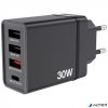 Hálózati töltő, 1xUSB-C PD (20W), USB-A QC 3.0, 2xUSB-A (10W), VERBATIM, fekete