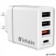 Hálózati töltő, 1xUSB-C PD (20W), USB-A QC 3.0, 2xUSB-A (10W), VERBATIM, fehér