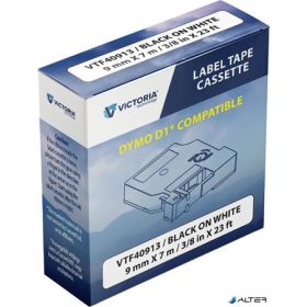   Feliratozógép szalag, 9 mm x 7 m, VICTORIA TECHNOLOGY, fehér-fekete