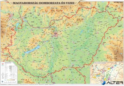 Könyökalátét, kétoldalas, STIEFEL "Magyarország domborzata/ Kárpát medence domborzata "