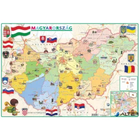   Könyökalátét, kétoldalas, STIEFEL, 'Gyerek Magyarország közigazgatása/domborzata'