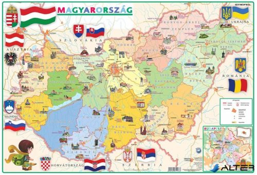 Könyökalátét, kétoldalas, STIEFEL, "Gyerek Magyarország közigazgatása/domborzata"
