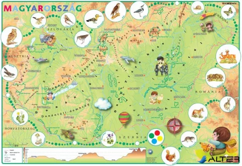 Könyökalátét, kétoldalas, STIEFEL, 'Gyerek Magyarország közigazgatása/domborzata'