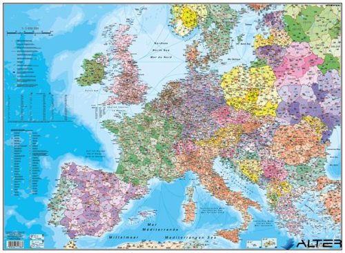 Könyökalátét, 66x45 cm, STIEFEL "Európa irányítószámos térképe"