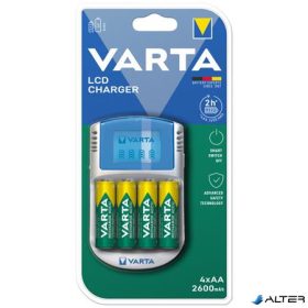   Elemtöltő, AA ceruza/AAA mikro, 4x2600 mAh AA, LCD kijelző, 12V USB, VARTA