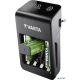Elemtöltő, AA/AAA/9V, 4xAA 2100 mAh, LCD kijelző, VARTA "Plug"