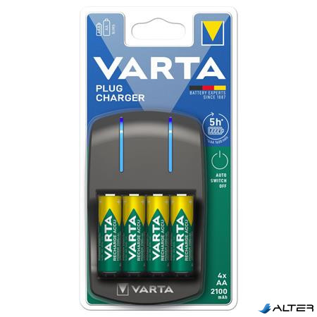 Elemtöltő, AA/AAA, 4x2100 mAh AA, VARTA "Plug"