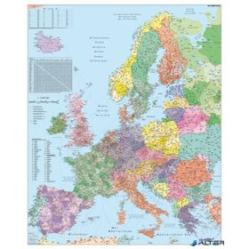   Falitérkép,100x140 cm, fémléces, Európa irányítószámos térképe, STIEFEL