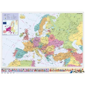   Falitérkép, 70x100 cm, fémléces, Európa országai és az Európai Unió, STIEFEL