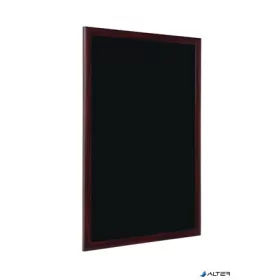   Krétás információs tábla, fekete felület, 90x120 cm, cseresznyefa színű keret
