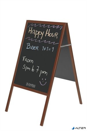 Megállító tábla, krétás, 60x120 cm, cseresznyefa színű keret