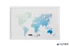 Üzenőtábla, mágneses, 60x40 cm, fehér fa keret, VICTORIA VISUAL, "Világtérkép"