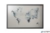 Üzenőtábla, ezüst, mágneses, 60x40 cm, fekete fa keret, VICTORIA VISUAL, "Világtérkép"