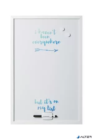 Üzenőtábla, mágneses, 60x40 cm, fehér fa keret, VICTORIA VISUAL, "Travel"