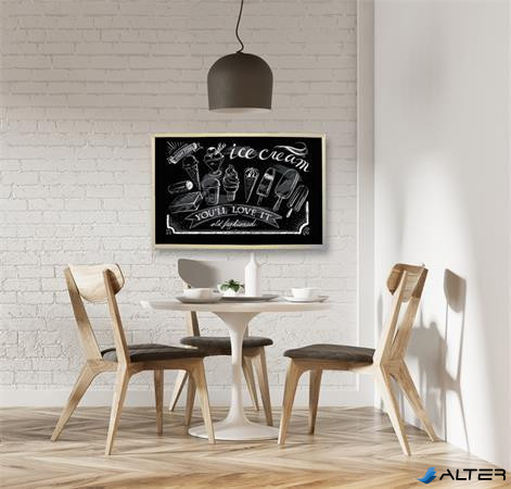 Krétás tábla, fekete felület, nem mágneses, 60x90 cm, fakeret, VICTORIA VISUAL