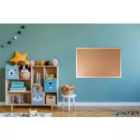   Parafatábla, kétoldalas (parafa/parafa), 60x90 cm, fa keret, VICTORIA VISUAL